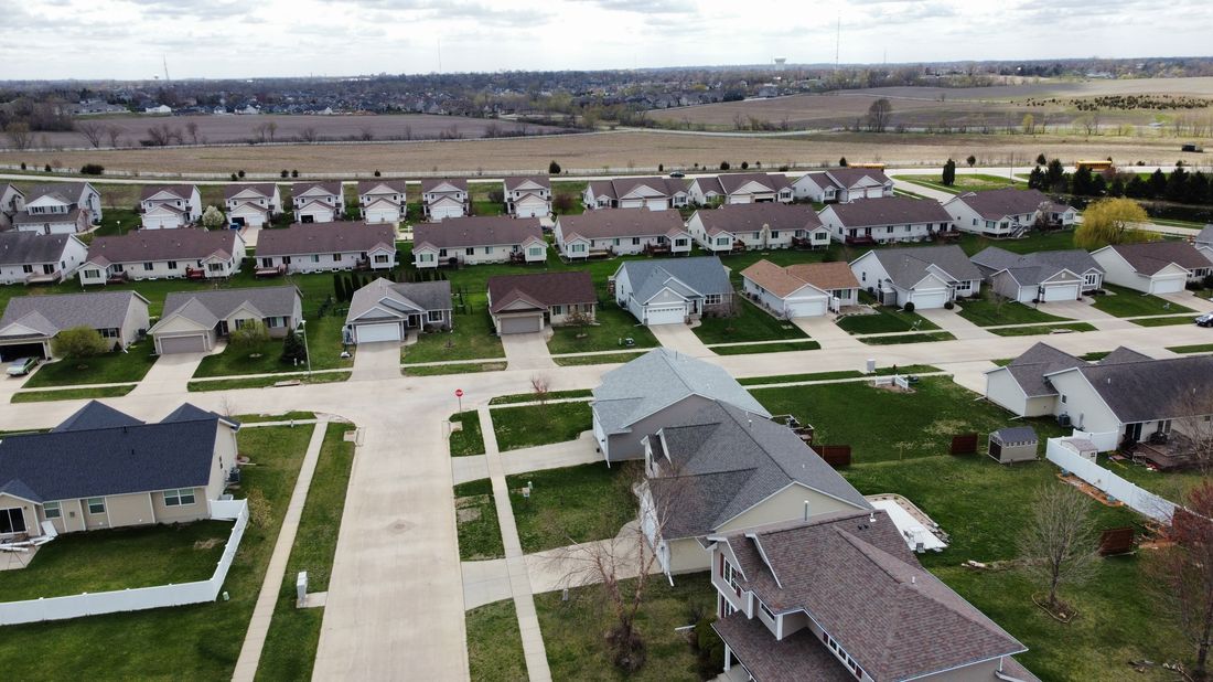 Aerial view of a Cedar Rapids Corridor neighborhood