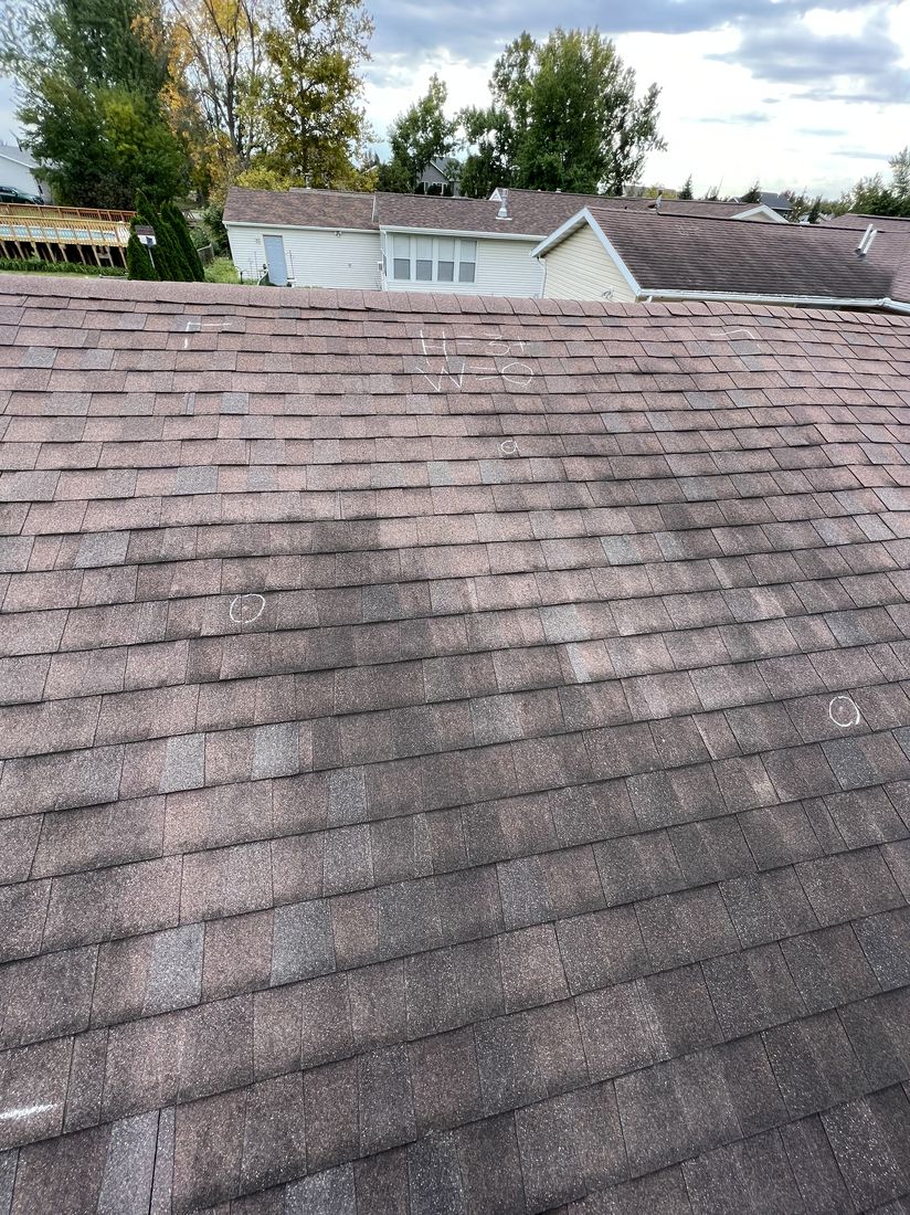 Aerial angle of a shingle roofline