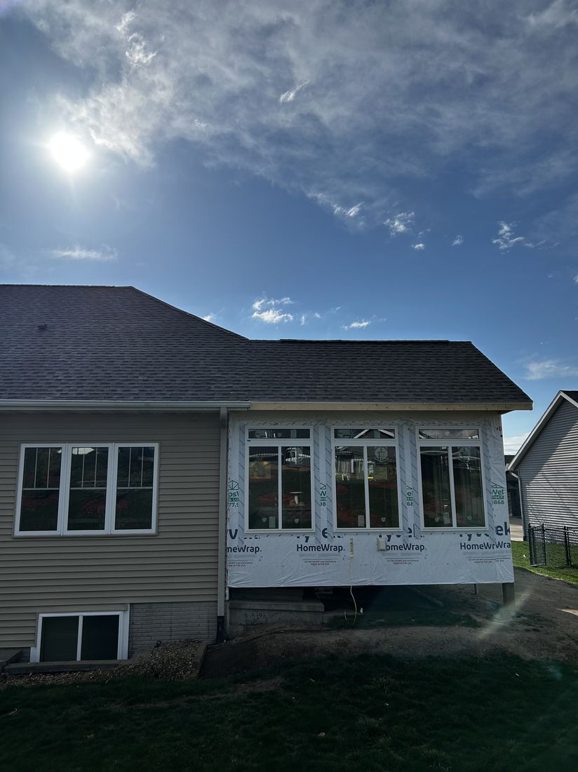 Completed roof on a home, exterior view