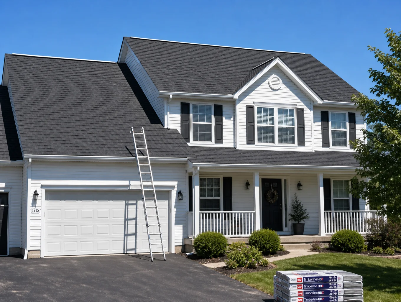 Finished architectural shingle roof on Eastern Iowa residence