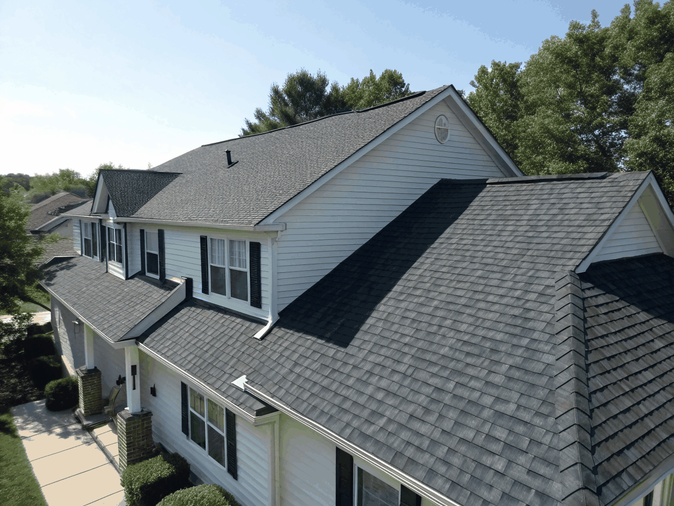 Architectural roof shingles on residential home